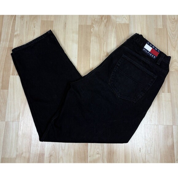 Vintage 90s Tommy Hilfiger Jeans / Black / Size 38 x 30 - Picture 1 of 7